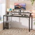 thumbnail image 2 of Computer Desk with USB Power Outlets and LED Lights, 47 inch Gaming Desk with Monitor Stand for Small Space Home Office, Modern Simple Study Writing Table PC Desks,Black Oak, 2 of 14