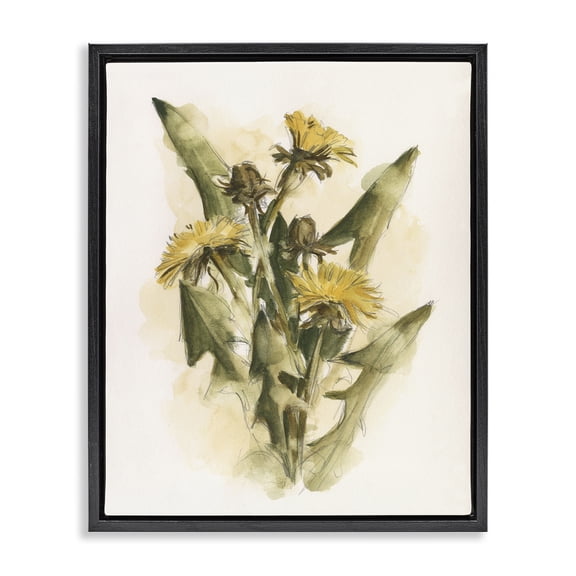 Stupell Industries Traditional Cottage Buttercup Flowers Black Floating Frame Canvas Art, 17 x 21, by Ethan Harper