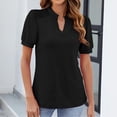 thumbnail image 2 of Zpanxa Polished Pull-On Blouse for Women V-Neck Short Sleeve Top Solid Color Shirt Style Casual Work Wear Soft Comfortable Versatile, 2 of 8
