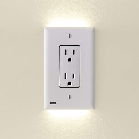 2 Pack - GuideLight 2 for Outlets [New Version - LED Light Bar] - Night Light - Electrical Outlet Wall Plate With LED Night Lights - Automatic On/Off Sensor - (Duplex, Black)