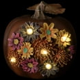 thumbnail image 3 of Northlight Solar Powered Floral Pumpkin Outdoor Fall Harvest Decoration - 7.25", 3 of 6