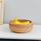 thumbnail image 5 of Cesta de almacenamiento de ratán tejida a mano | Cesta de drenaje de madera natural para frutas y verduras | Organizador de cocina y salón | Cesta para aperitivos y pan de 26 x 26 x 10 cm, 5 of 6