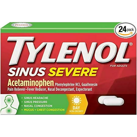 SINUS SEVERE CAPS 24, Temporarily relieves these symptoms associated with hay fever or other respiratory allergies, and the common cold: sinus congestion.., By (Best Medicine For Common Cold And Fever)