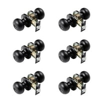 KFFKFF 6 Pack Black Door Knobs, Privacy Door Handles with Round Ball Design, Keyless Exterior and Thumb Turn Interior Lock, Durable Metal Construction, Matte Black Finish for Bedrooms and Bathrooms