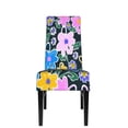 thumbnail image 2 of ZICANCN Hand Painted Colored Flowers Chair Protectors Seat Covers , Dining Chair Slipcovers 1 Piece for Dining Room Hotel Kitchen, 2 of 8