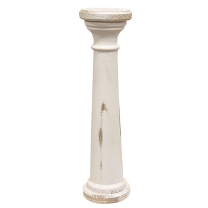Distressed Wooden Pillar Holder 16"H