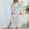 thumbnail image 4 of Long Sleeves Dresses, Women's Summer Print Casual Loose Long Sleeve Crew Neck Dress, 4 of 7