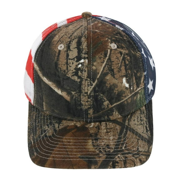Kati Real tree Camo Trucker Hat with American Flag Mesh Back (Men)