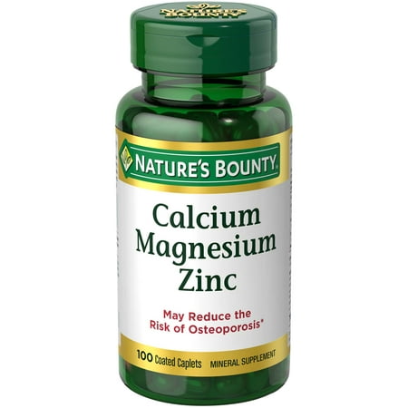 Nature's Bounty Calcium, Magnesium, Zinc Coated Caps for Bone Health, 100 Ct