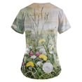 thumbnail image 3 of EHTMSAK Nurse Tops Scrubs for Women with Pocket Floral Working Uniform Short Sleeve V Neck Workwear Blouse T-Shirt with Pockets on Clearance Green XL, 3 of 3