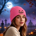 thumbnail image 5 of PureCasa Beanies Hat for Women Halloween Pumpkin Embroidered Knitted Beanie Hat Winter Thick Warm Soft Cute Hat for Halloween, 5 of 7