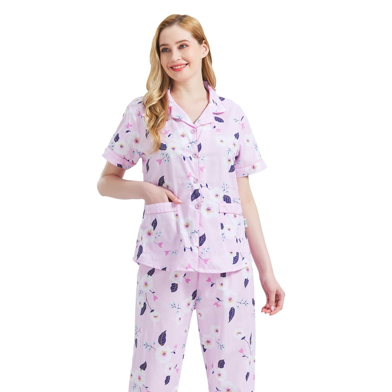 PajamaGram PJs For Women Set - Women Pajamas, Short Sleeve, 100% Cotton