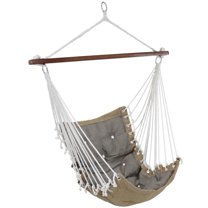 Sunnydaze Victorian Tufted Polyester Hammock Hanging Chair with Cushion - Gray