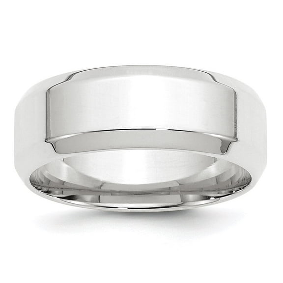 Auriga Fine Jewelry 14K White Gold 8mm Bevelled Edge Men's Wedding Band Size 10