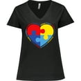 thumbnail image 3 of Inktastic Autism Puzzle Heart Women's Plus Size V-Neck T-Shirt, 3 of 5