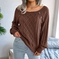 thumbnail image 4 of Women'S Casual Knitted Pullover Sweaters Long Sleeve Crew Neck Jumper Tops Brown L, 4 of 10