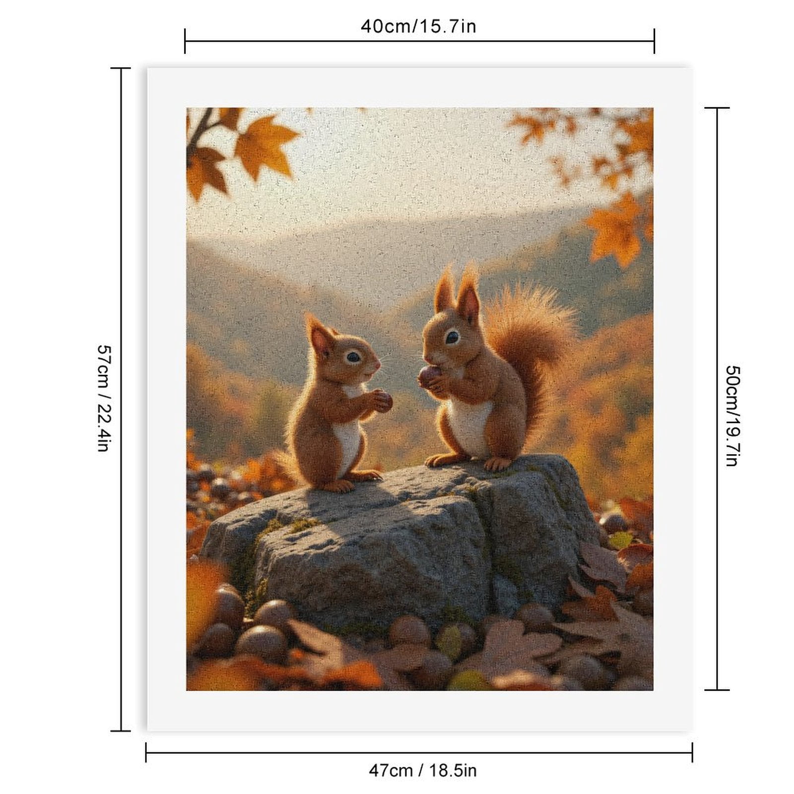 Paint By Numbers Kit for Adults Beginner - Squirrels Autumn Leaves Rock Acorns DIY Canvas Painting Kits for Adults, Frameless Paint By Number for Adults for Home Wall Decor 16x20 Inch