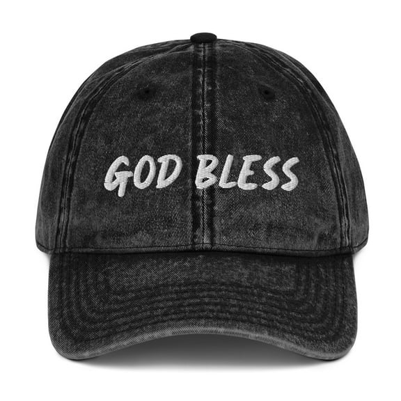God Bless Vintage Cotton Twill Cap (Black)