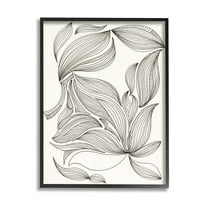 Stupell Industries Abstract Striped Floral Petals Graphic Art Black Framed Art Print Wall Art, Design by Regina Moore