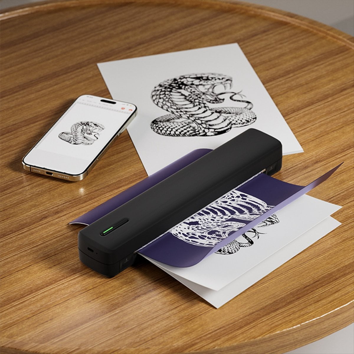 Mini A4 Tattoo Printer Portable Wireless Stencil Printer Tattoo Transfer Thermal Copier Comes Black