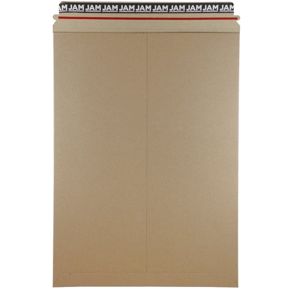 JAM Stay-Flat Photo Mailer Envelopes with Peel & Seal Closure, 13 x 18, Brown Kraft, Sold Individually