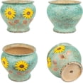 thumbnail image 4 of Sungmor Ceramic Hand Painted Succulent Flower Pots, 9 Inch Large Pottery Pots for Indoor Outdoor Plants, Decorative Ceramic Vase for Flower Arrangement Home Decor, Vintage Centerpieces Flowerpot, 4 of 7