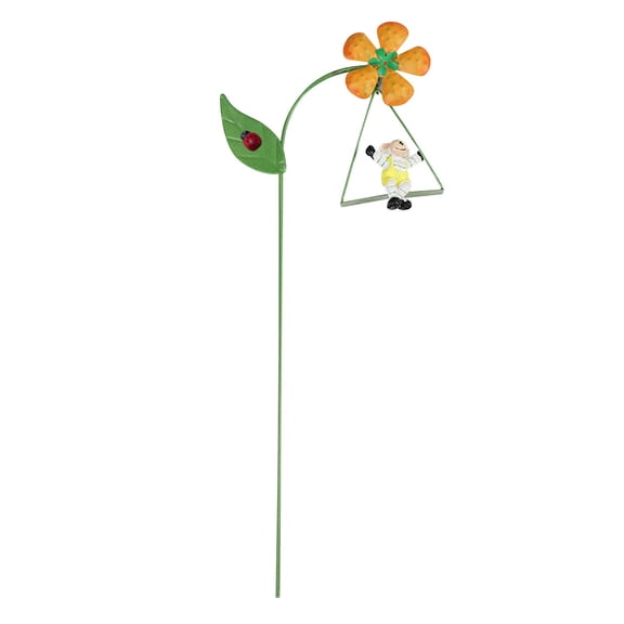 Metal Garden Stakes with Solar Lights - Decorative Outdoor Flower Pot Pile for Yard, Patio, and Lawn Decor