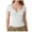 White, variant on Womens Tops Workout Shirts Front V Neck Double Lined Short Sleeve Slim Fit Crop Trendy Fall Clothes for Women Tees Blouses Brown Size L
