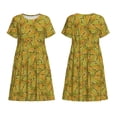 thumbnail image 3 of Bixox Robe d'Été à Manches Courtes pour Femmes Robe Ample Longueur Genou avec Poches-Maïs 6, 3 of 7
