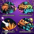 thumbnail image 4 of Neon Light Happy New Year Banner Colorful Fireworks New Year Banner Confetti Design Ribbon Decor Celebration Banner for New Year Party Holiday Celebration Indoor Decoration, 4 of 9