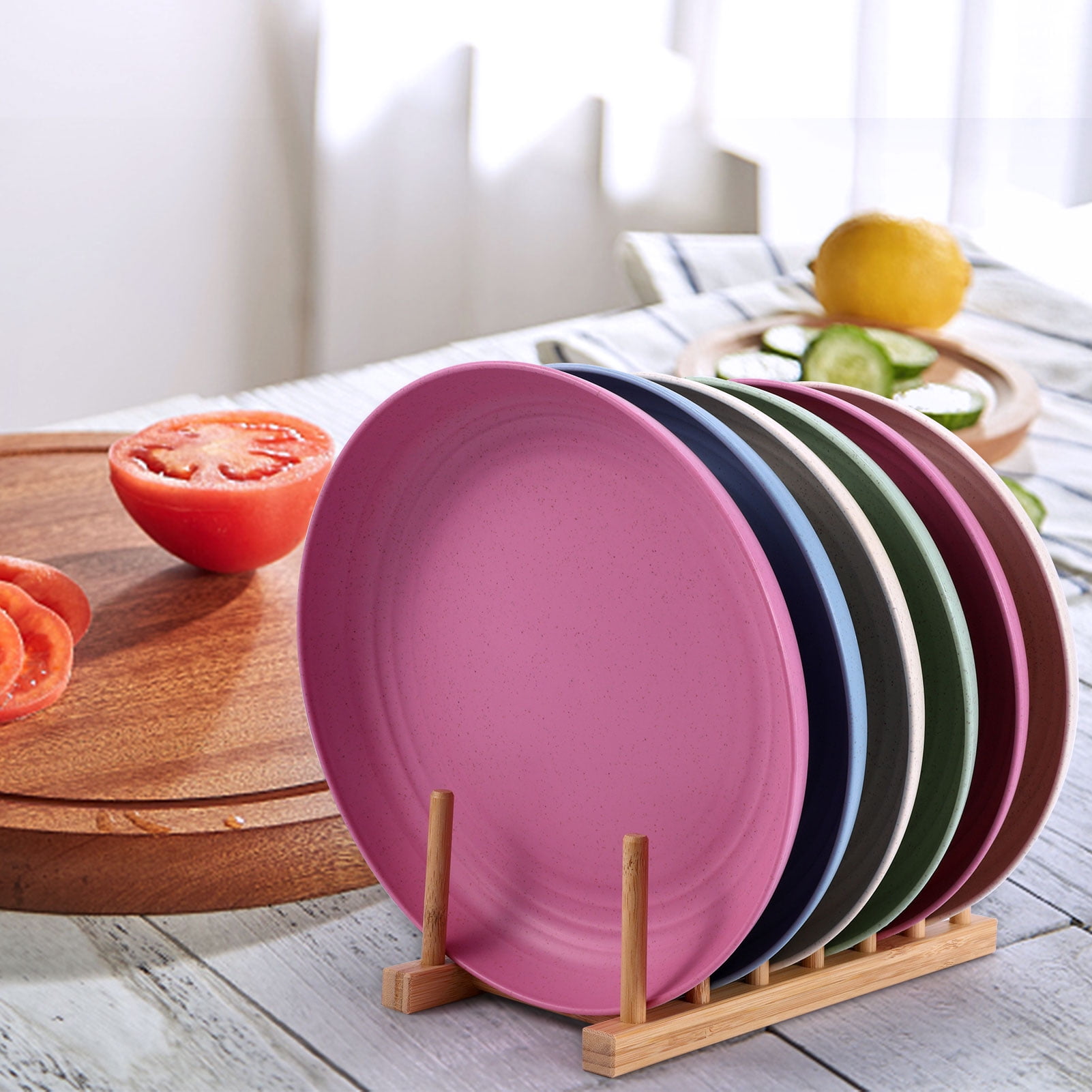 New Eco-Friendly Wheat Straw Divided Plate Fruit Salad Plate Food Tray  Dinner Plate Compartment Plate Kitchen Dinnerware Plates