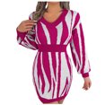 thumbnail image 2 of FcBaudy Robe à Manches Longues à Col en V, Robes d'Été pour Femmes, Robes pour Femmes Mode Robe Décontractée à Manches Longues pour Femmes Col en V Robes Imprimées pour Sorties pour Dames Robe pour Femmes, 2 of 8