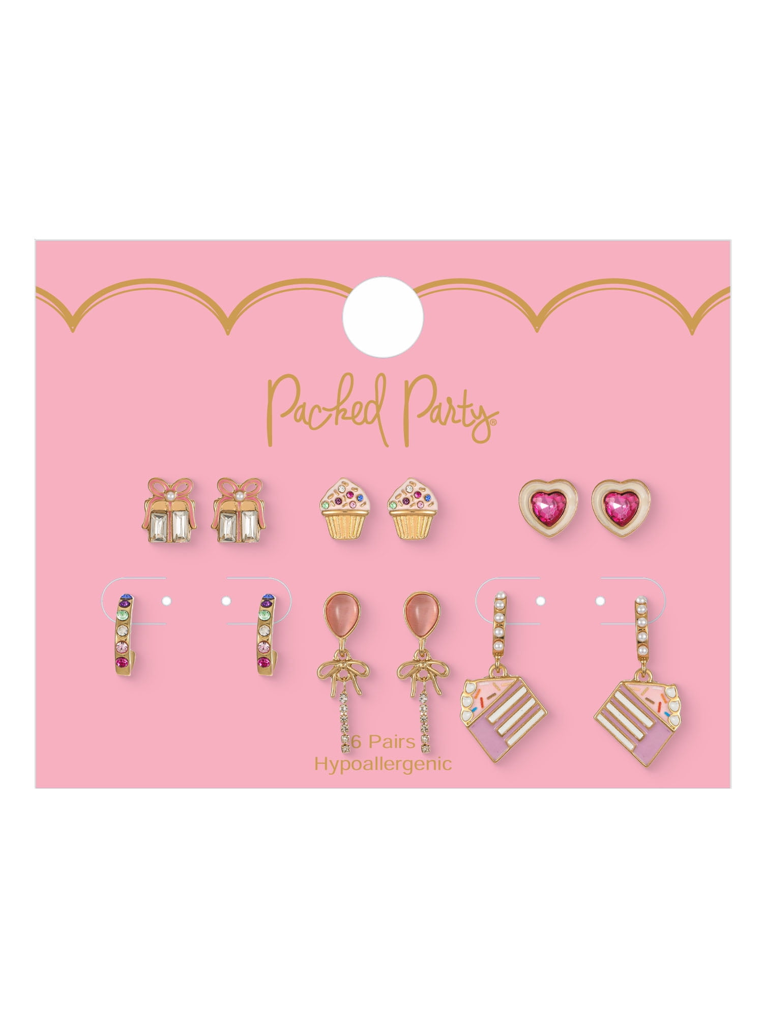 Packed Party Pink Party Time Earring Set, 6 Piece