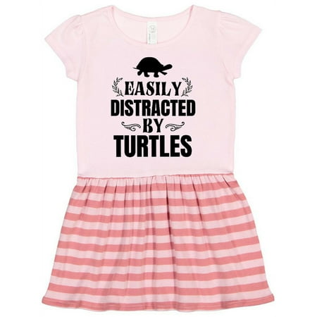 

Inktastic Easily Distracted By Turtles Gift Toddler Girl Dress