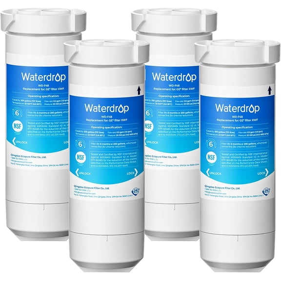 Waterdrop XWF Water Filter for GE® Refrigerator, Replacement for XWF GE® , 4 Filters (not XWFE)