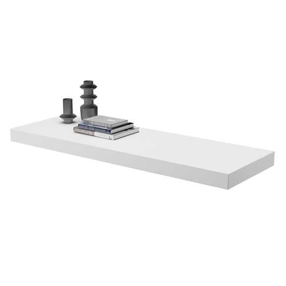 Dumekko Large Floating Shelves for Wall Set of 1 Wooden Wall Shelves 36 in x 12.75 in x 2 in Room Decor Long Shelf with Invisible Wall Mount Bracket for Bedroom, Kitchen, Living Room, White