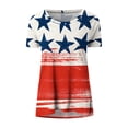thumbnail image 4 of Fiudx Ofertas Flash Del Día Solo En Línea Moda Mujer Causal Día de La Independencia Cuello Redondo Impresión Blusa Manga Corta Camiseta Verano Tops, 4 of 5