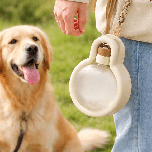 500ml Large Capacity Pet Portable Water Bottle, Gravity Automatic Water Dispenser with Lock Button, Leakproof Travel Drinking Bowl for Dogs & Cats Outdoor Walking Hiking