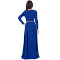 thumbnail image 5 of KOH KOH Long Sleeve Modest Fall Winter Evening Flowy Empire Waist Full Floor Length Cocktail Formal V-Neck Tall Maxi Dress Gown Abaya For Women Cobalt Royal Blue Small US 4-6 NT021, 5 of 6