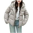 thumbnail image 4 of CENGNIAN No Boundaries Ladies Hooded Quilted Lightweight Coats,Women's Winter Short Outerwear,Waterproof Packable Outerwear For Women,Gray,Size XXL, 4 of 5