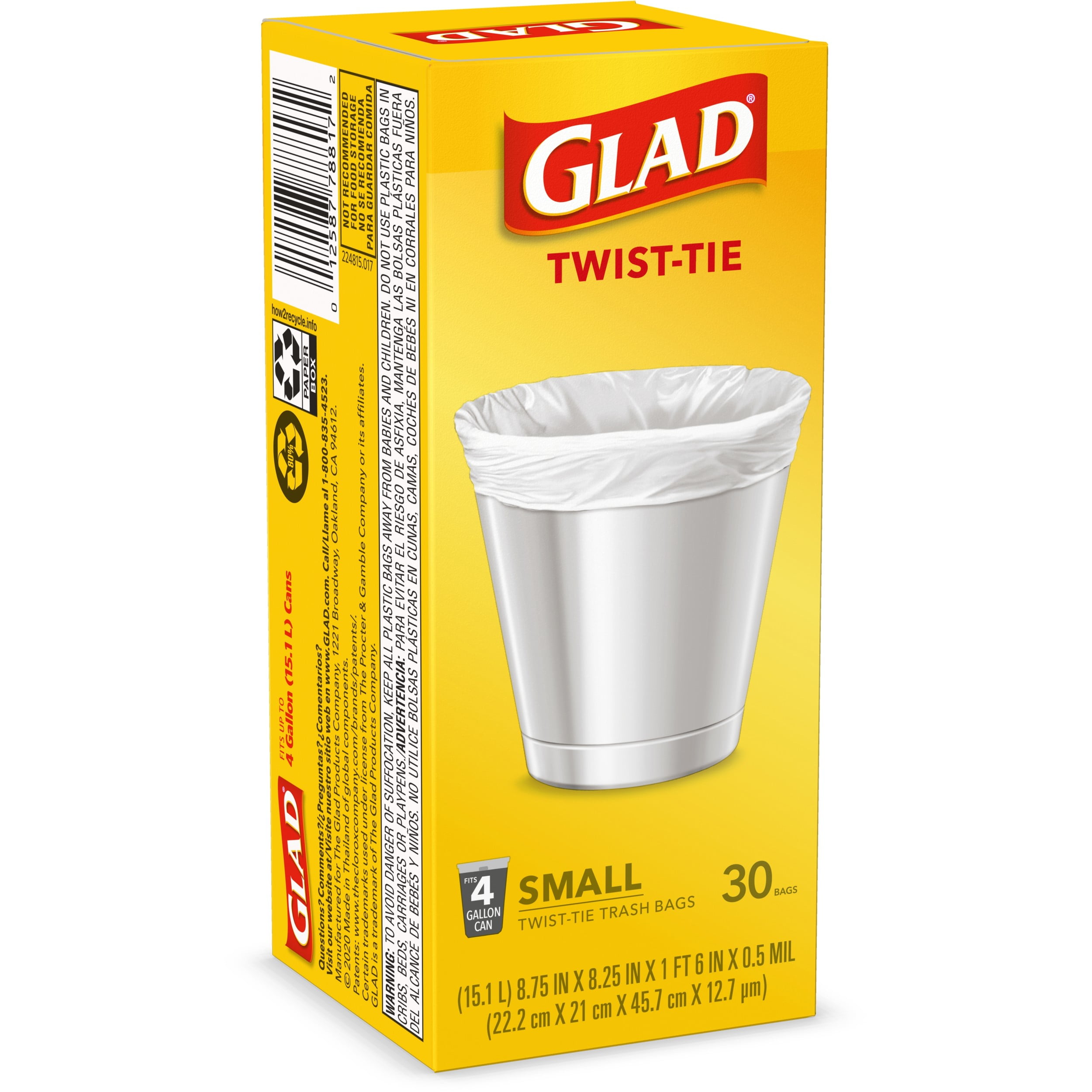 Glad Small Twist-Tie White Trash Bags, (4 gal., 156 ct.) - HapyDeals