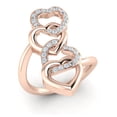 thumbnail image 1 of Natural 0.33ct Round Cut Diamond Prong Women's Fancy Interlinked Heart Ring Band Solid 10K Gold JK I1, 1 of 3
