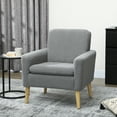 thumbnail image 2 of HOMCOM Teddy Accent Chair Upholstered Modern Armchair w/ Wood Legs Grey, 2 of 10