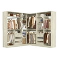 thumbnail image 5 of Homieasy 6-9 FT Closet System with Corner, Walk in Closet System with 6 Drawers, 6 Hanging Rods, and Open Storage Shelves, L-Shaped Heavy Duty Wardrobe Closet for Bedroom/Closet/Apartment, White Oak, 5 of 8