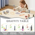 thumbnail image 4 of Kids Study Table and Chairs Set, Height Adjustable Toddler Table and Chair Set for Kids Ages 3-8, 23.6" L x 23.6" W Graffiti Desktop Plastic Children Art Table with 2 Seats, W-Grey, 4 of 5
