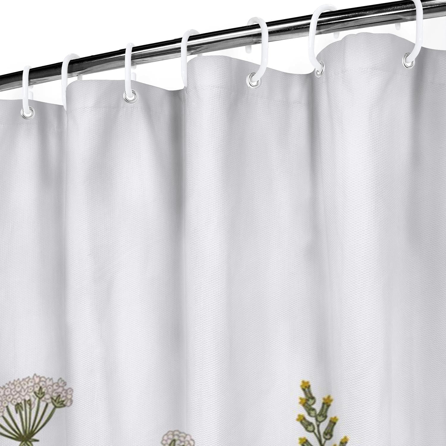 Wildflower Botanical Shower Curtain for Bathroom Decor 72Wx84H Inch Floral Flower Plant Herbs Sage Green Leaves Decorative Bath Set Bathroom Accessories Waterproof 12 Pack Hooks