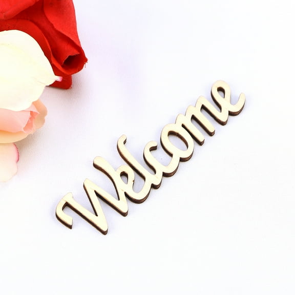 Raindrops  2 Pcs Welcome Sign Small Wooden Decorative Hang Tag Birthday Decoration