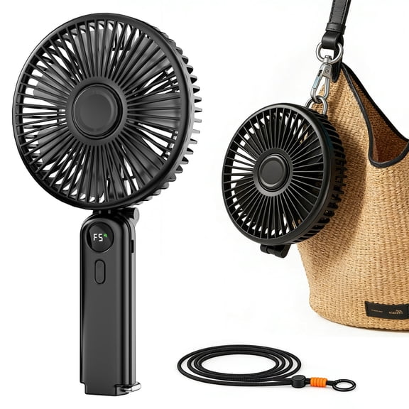 Lemolifys 6-inch Portable Handheld Fan, 10000mAh Rechargeable Personal Fan up to 40H Runtime, 5-Speed Long-Range Airflow, 6000RPM Brushless Motor for Travel Concerts Lash Makeup, Gifts for Women
