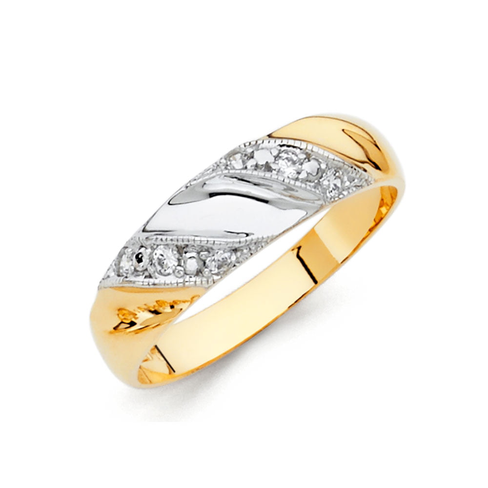 AA Jewels Solid 14k White and Yellow Gold Ring Two Tone