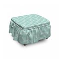 thumbnail image 1 of Geometric Ottoman Cover, Halftone Rhombus Motif, 2 Piece Slipcover Set with Ruffle Skirt for Square Round Cube Footstool Decorative Home Accent, Standard Size, Pale Seafoam White, by Ambesonne, 1 of 5